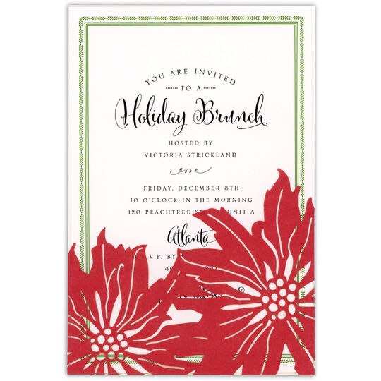 Poinsettia Die-cut Pocket Invitations